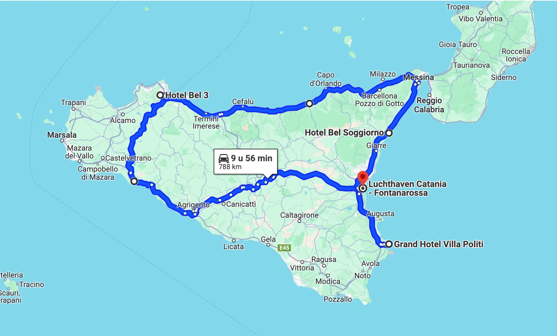 Rondreis Sicilië route