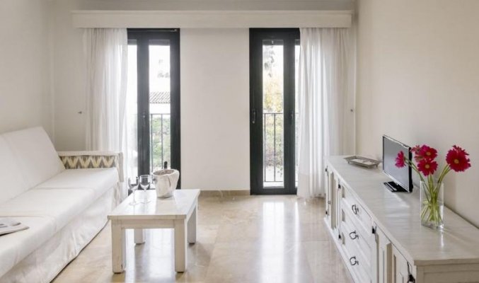 Woonkamer van een suite van Aparthotel Galeon Suites op Mallorca