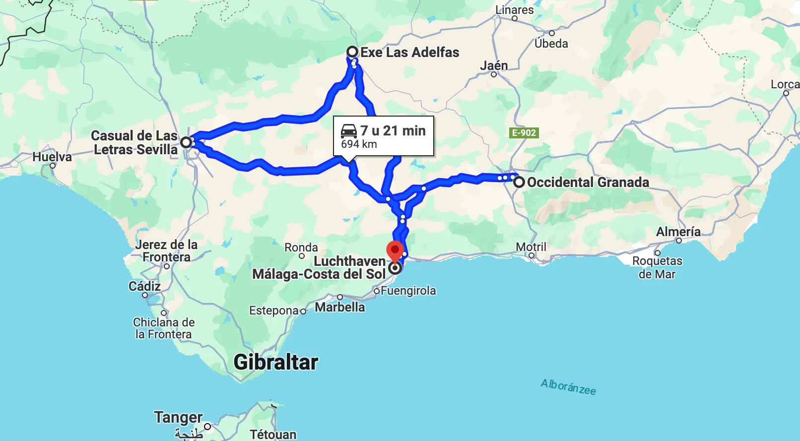 Complete rondreis Andalusië route